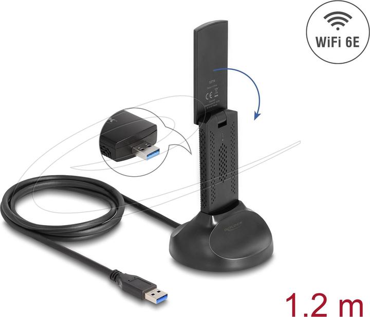 Productafbeelding Delock Wi-Fi 6E dualband WLAN USB-adapter AX5400 2 x 2402 + 574 Mbps (USB)
