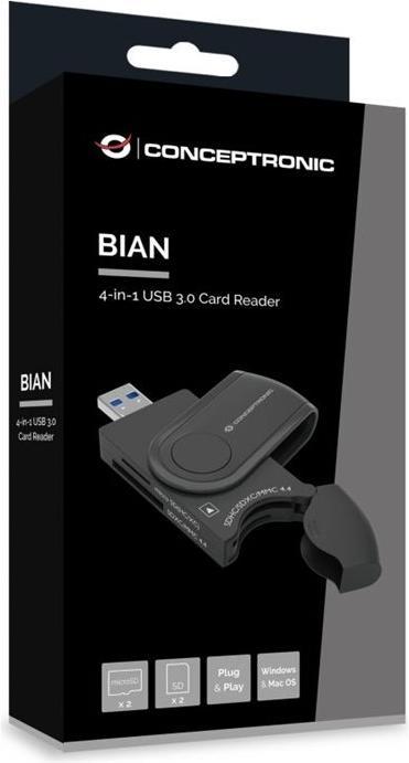 Actual product image Conceptronic Card Reader USB3.0 2xSD,2xMicroSD sw (USB 3.0)