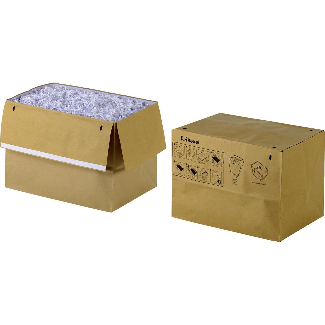 Rexel Abfallsäcke, 50 Liter, 50 Stück, Abfallsack, Braun