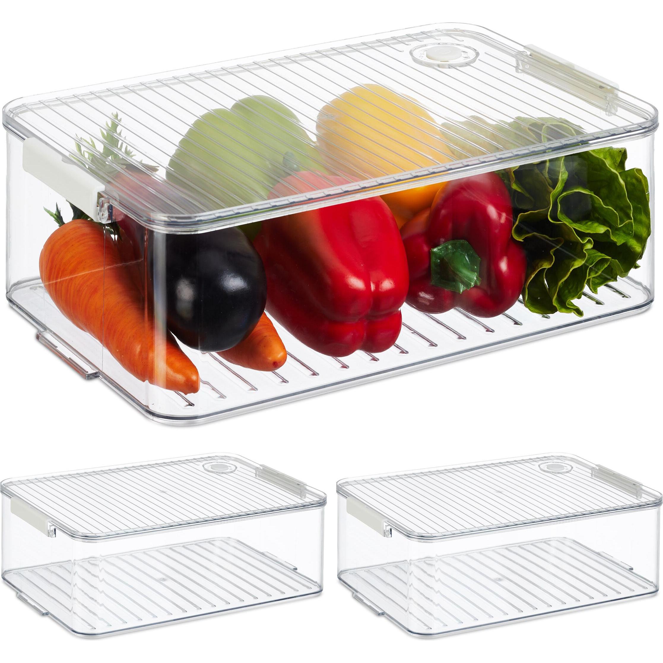 Relaxdays 3x Kühlschrank-Organizer, Küchen Organizer, Transparent