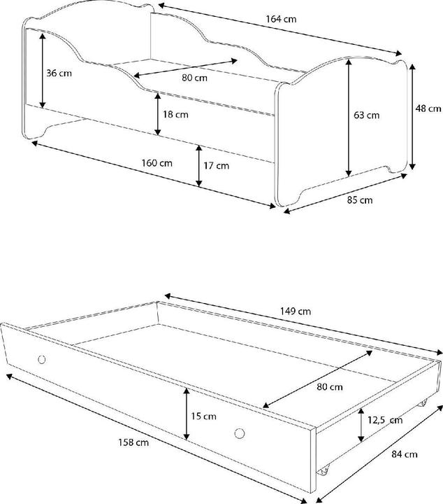 Immagine prodotto ADRK Furniture Letto matrimoniale con materassi AMADIS II DOG 160x80 (160 x 80 cm)