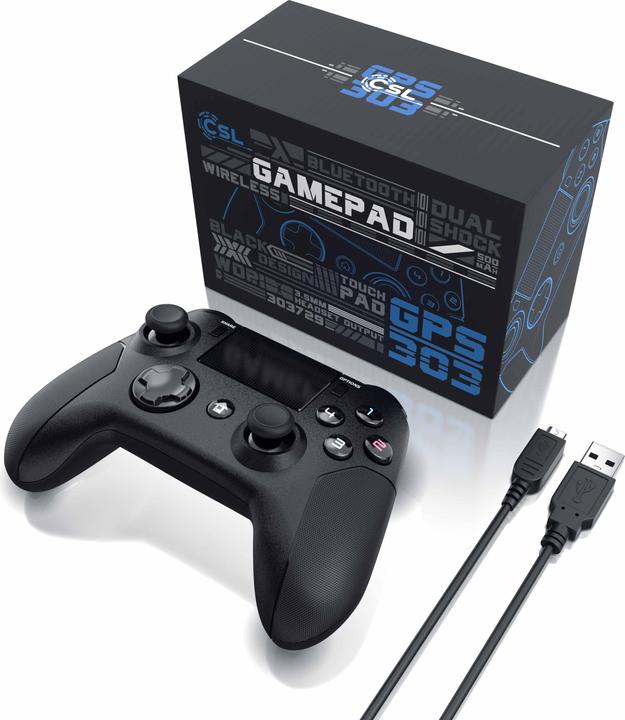 Immagine prodotto CSL Controller PlayStation 4, gamepad Bluetooth per PS4, doppia vibrazione, touchpad, 3,5 mm, sensore (PS4, PC)
