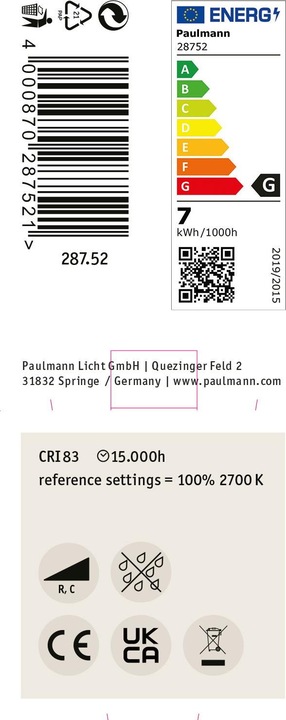 Energie-Label Paulmann Reflektor (GU10, 7 W, 460 lm, 1 x, G)