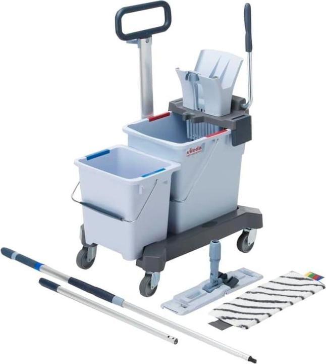 UltraSpeed Pro double seau mobile Ready to Go Micro Plus Chassis, seau de 25&10 L, presse, mophal