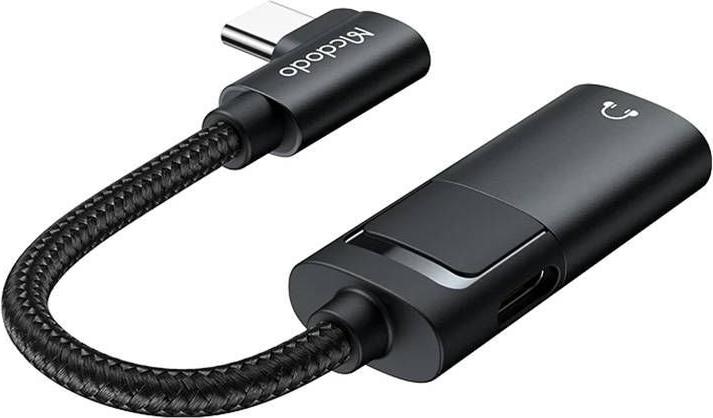 Mcdodo USB-C to AUX mini jack 3.5mm + USB-C adapter, CA-1880 (black) (USB Typ C, 3.5mm Klinke)