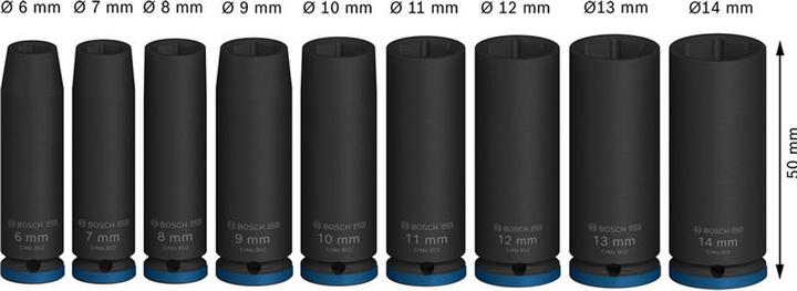 Produktbild Bosch Professional Zubehör PRO Impact (10 mm, 11 mm, 12 mm, 13 mm, 14 mm, 6 mm, 7 mm, 8 mm, 9 mm)