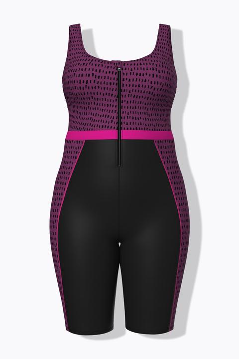 Actual product image Ulla Popken Dot Print Unitard Zip Front Swimsuit (48)