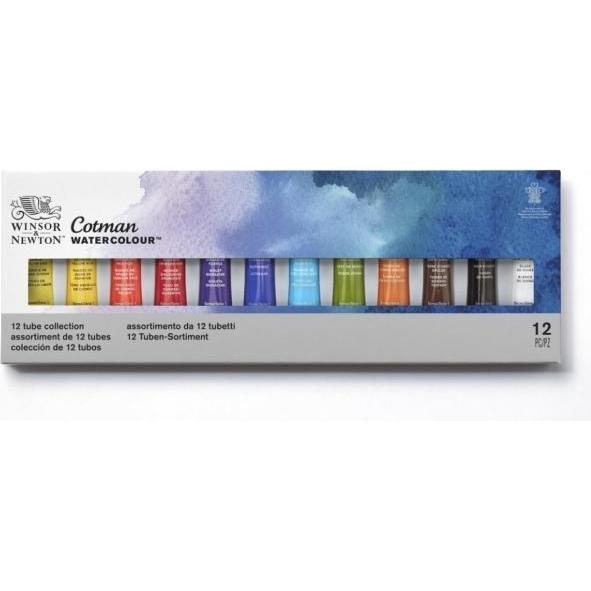Winsor & Newton, Künstlerfarbe + Bastelfarbe, Cotman Watercolors, 8 ml, Black, Blue, Green, Purple, Red, White, Yellow, ...