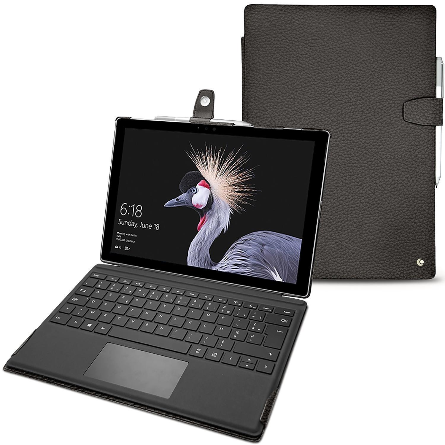 Noreve Lederschutzhülle (Surface Pro (2017)), Tablet Hülle, Grau