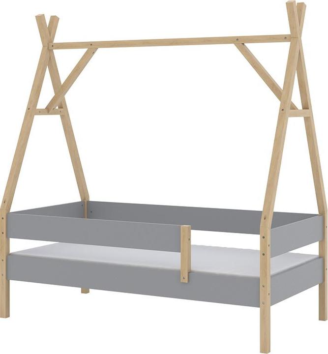 VitaliSpa Tipi-Bett Bali, Grau, 80x160 cm mit Matratze (80 x 160 cm)