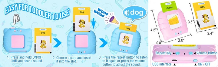 Actual product image Activity Board Talking Flash Cards Early Learning Toy Preschool Learning Reading Machine Interactive Gift