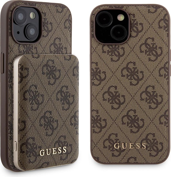 Produktbild Guess Zestaw GUBPM5P15S4GEMGW iPhone 15 6.1" hardcase + Powerbank 5000mAh MagSafe brązowy/brown 4G M (Apple iPhone 15)