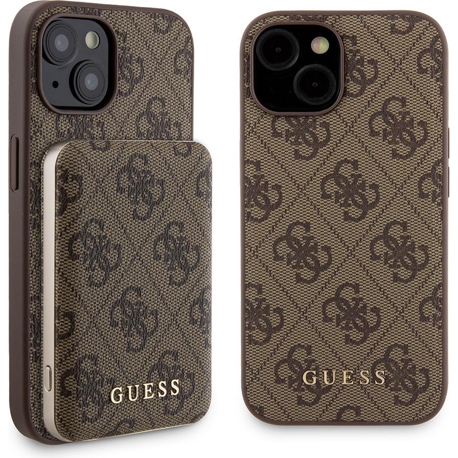 Guess Zestaw GUBPM5P15S4GEMGW iPhone 15 6.1" hardcase + Powerbank 5000mAh MagSafe brązowy/brown 4G M (Apple iPhone 15), ...