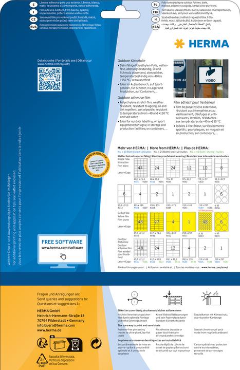 Actual product image HERMA Weatherproof labels A4