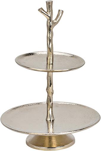 Produktbild G. Wurm Etagere mit 2 Ebenen aus Metall silber (H) 38cm Ø18cm/27cm