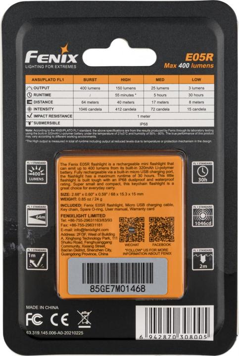 Actual product image Fenix E05R (6.80 cm, 400 lm)