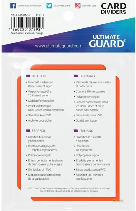 Produktbild Ultimate Guard Kartentrenner Standardgrösse Orange 10
