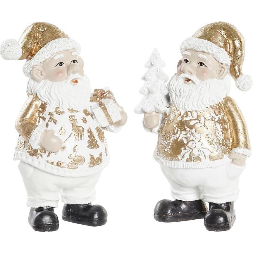 DKD Home Decor, Decorazione natalizia, Weihnachtsschmuck Gold Harz Weihnachtsmann (8 x 6 x 13,5 cm) (2 Stück)