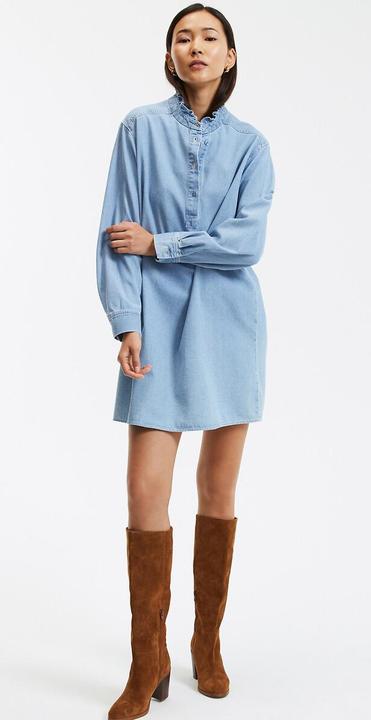 Image du produit La Redoute Collections Robe courte en jean avec col à volants (34)