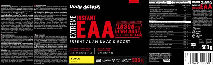 Produktbild Body Attack Extreme Instant EAA (500 g, 1x, Zitrone)