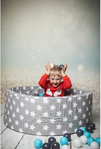 Actual product image Knorrtoys Bällebad soft - "Grey white stars" - 300 balls creme/grey/lightblue (ca. 6 Durchmesser)
