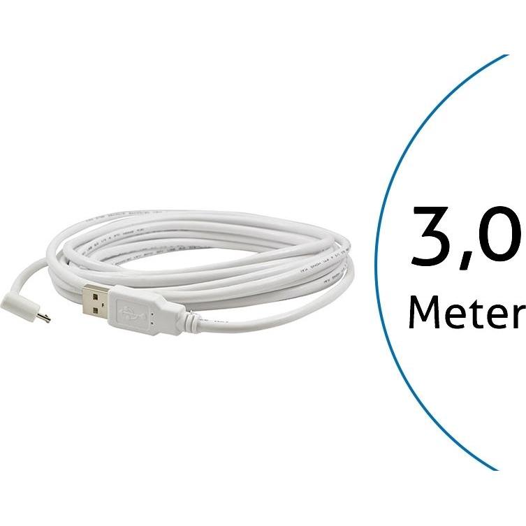 TecLines TUC003W USB Kabel 3m von Micro-B-Stecker 90 Grad gewinkelt auf Typ A Stecker, weiss (3 m), USB Kabel