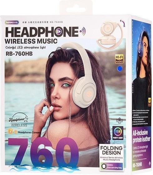 Actual product image Remax Bluetooth headphones RB-760HB BLUE (45 h, Wireless)