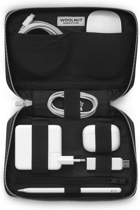 Image du produit Woolnut Organiseur Leather Tech -tarvikelaukku, musta