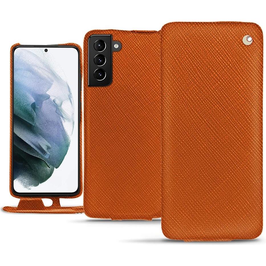 Noreve Lederschutzhülle vertikal (Samsung Galaxy S21+), Smartphone Hülle, Orange