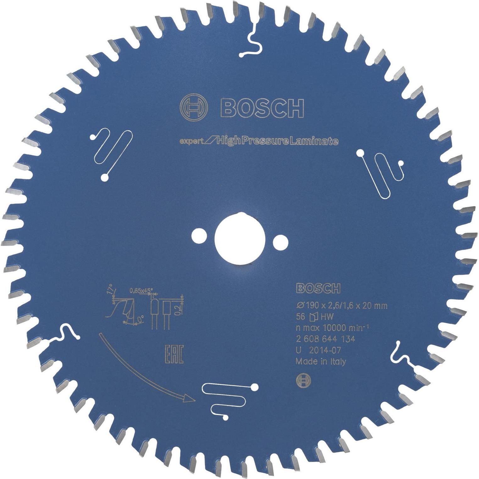 Bosch Professional Zubehör, Sägeblatt, Kreissägeblatt Expert for High Pressure Laminate, 190 x 20 x 2,6 mm, 56