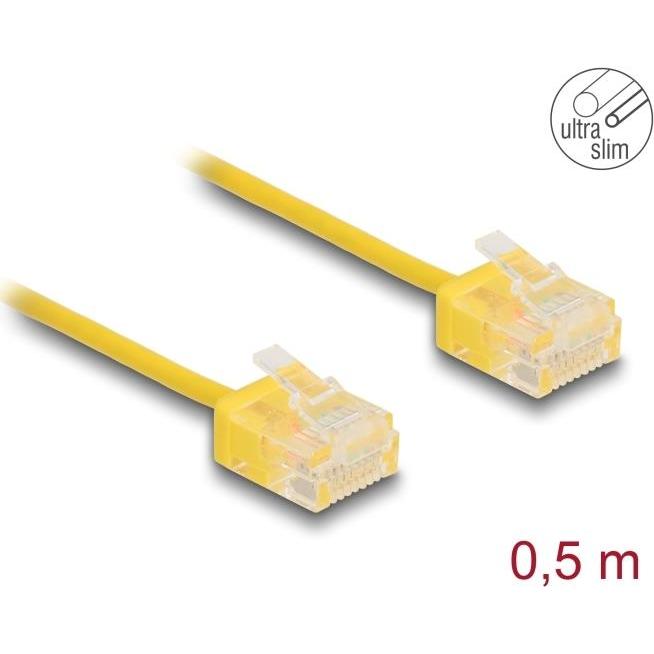 Delock RJ45 Netzwerkkabel Cat.6 UTP Ultra Slim 0,5 m gelb mi (U/UTP, CAT6, 0.50 m), Netzwerkkabel