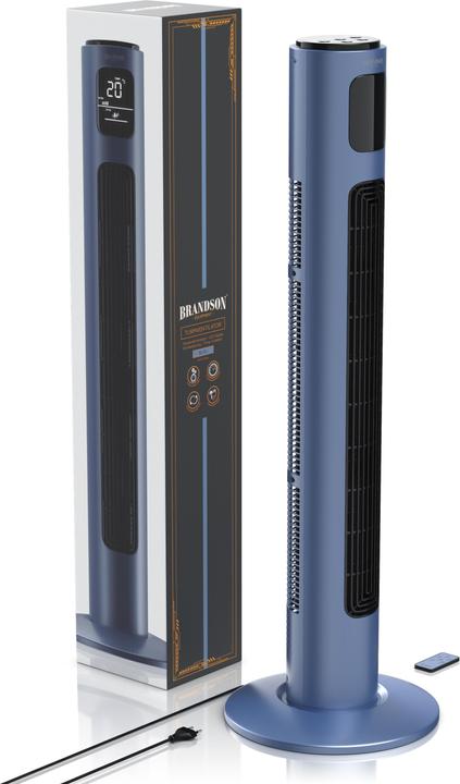 Actual product image Brandson Tower fan, oscillation 65°, timer, remote control, pedestal fan 96cm, blue (48 dB)