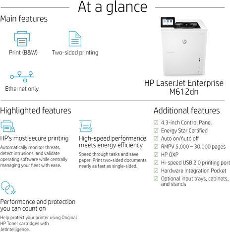 Image du produit HP M612dn Laserjet Enterprise (Laser, Noir et blanc)