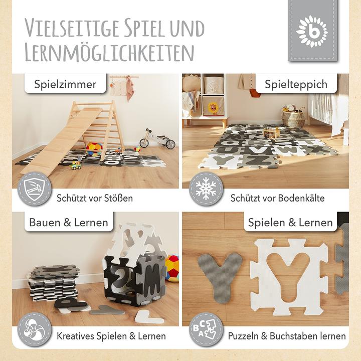 Image du produit Bieco Puzzlematte Buchstaben Schwarz-Weiss, 26-teilig (32 x 32 cm)