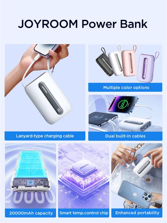 Produktbild Joyroom PowerBank JR-L012 Plus 22.5W 20000mAh (white) (20000 mAh, 22.50 W, 74 Wh)