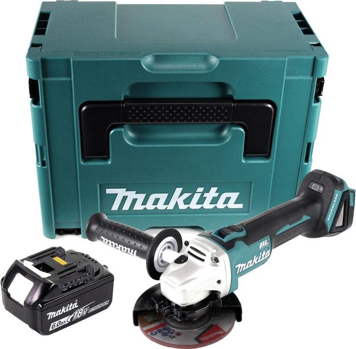 Actual product image Makita DGA 504 G1J Cordless angle grinder 18 V 125 mm brushless + 1x rechargeable battery 6.0 Ah + Makpac (125 mm)