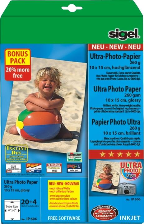 Produktbild Sigel Fotopapier (260 g/m², 10x15 cm, 24 Stk.)