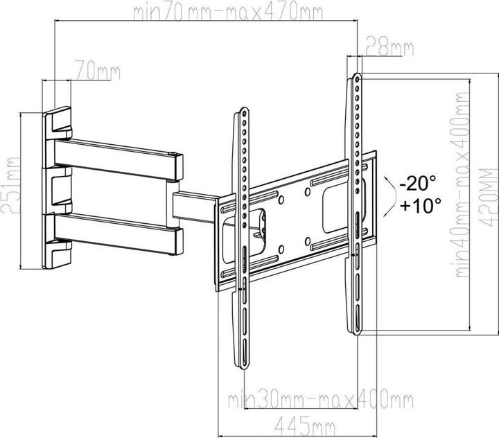 Produktbild myWall H 26-1 W (Wand, 55", 50 kg)