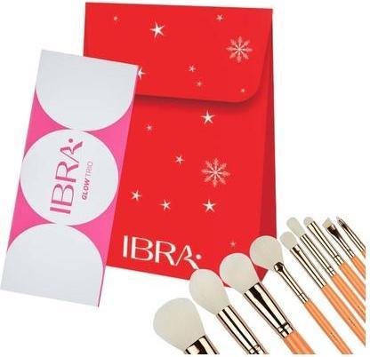 Produktbild Ibra Ibraset Makeup Pinsel Set 9 Stück mit Glow Trio Highlighter Palette und Geschenktasche (Set)