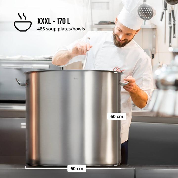 Produktbild Royal Catering Kochtopf Induktion Topf für Induktion Induktionsherd Topf 170 L 600 mm (Kochtopf, Edelstahl, 60 x 65.50 cm)