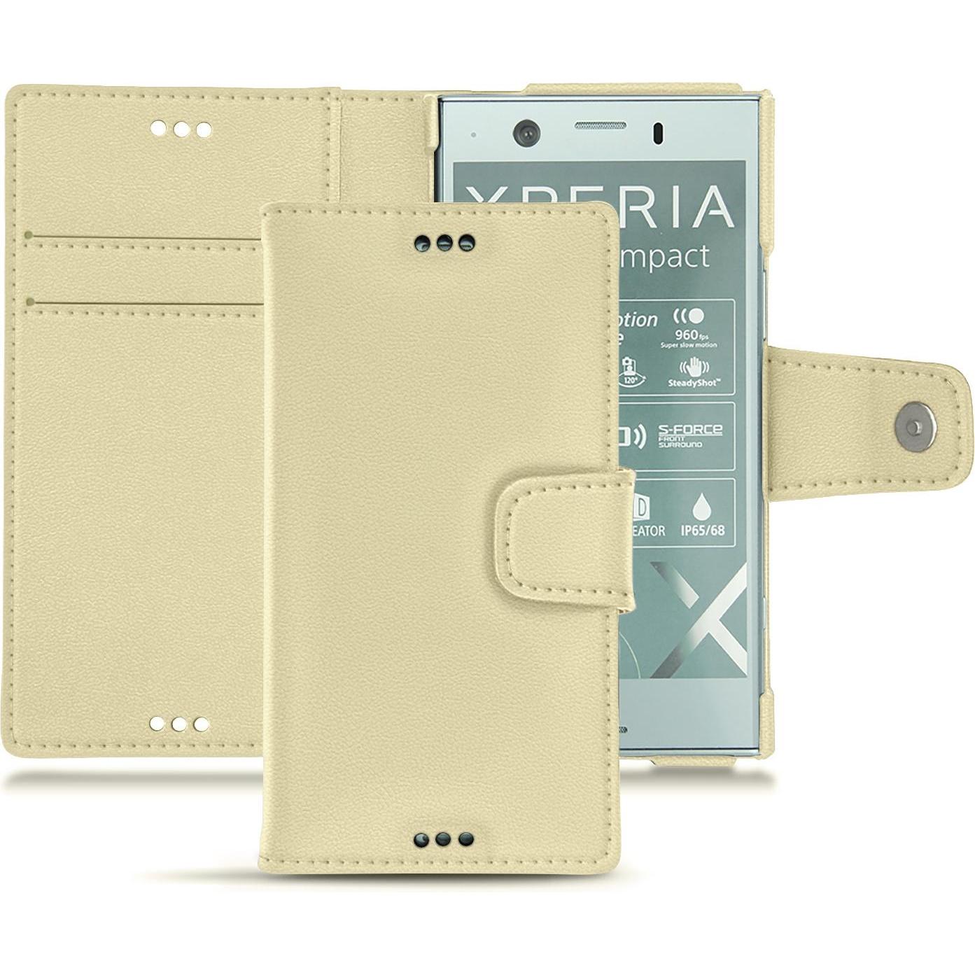 Noreve Lederschutzhülle Wallet (Sony Xperia XZ1 Compact), Smartphone Hülle, Beige