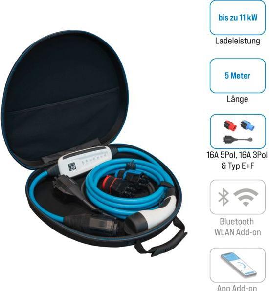 NRGkick Mobile Wallbox 16A light 5m Set Optimal (weiss, 11 kW, 5 Meter Kabel, mit 3 Steckern + Tasche) (11 kW)