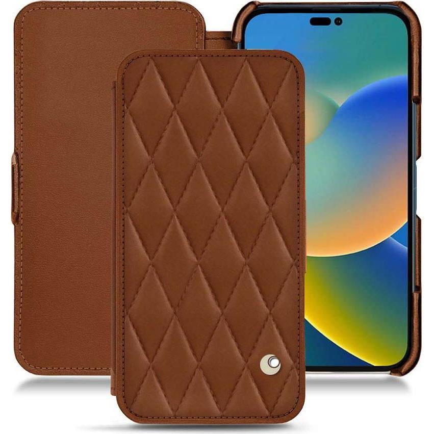 Noreve Lederschutzhülle horizontal (Apple iPhone 14), Smartphone Hülle, Braun