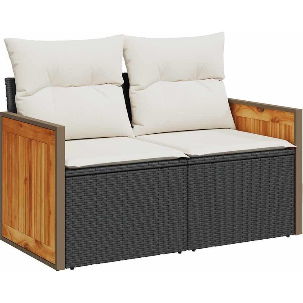 Thumbnail - VidaXL, Gartenlounge, 9-tlg. Garten-Sofagarnitur mit Kissen Schwarz Poly Rattan