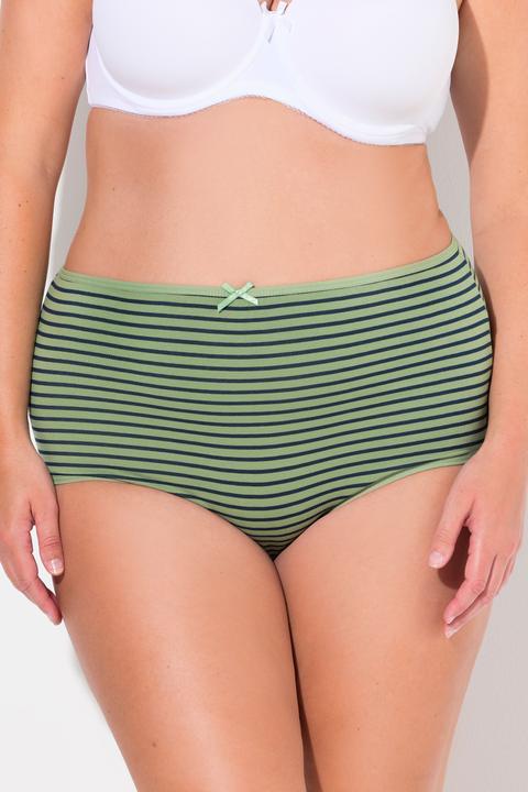 Produktbild Ulla Popken Maxislips, 5er-Pack, Ringel / einfarbig, High Waist (46, 48)