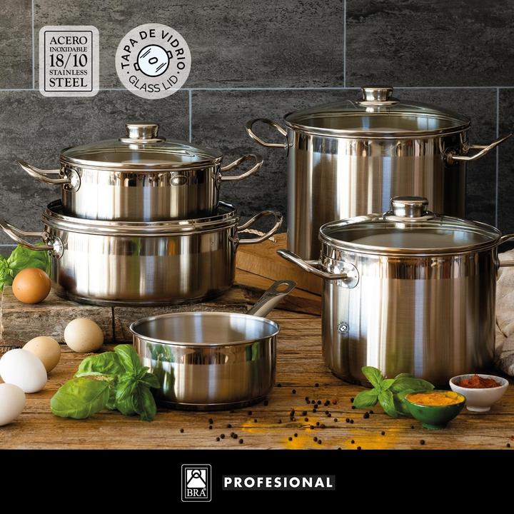 Actual product image BRA Professional 5-Piece Cookware Set, Compatible with All Heat Sources Including Induction (Pan set + pot set, Cast iron)