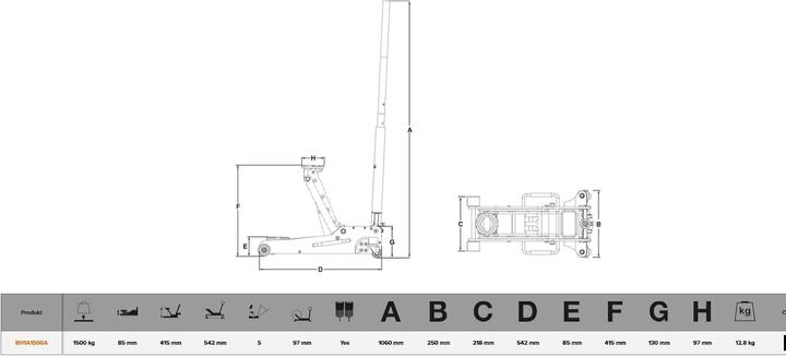 Produktbild Bahco Aluminium Wagenheber 1,5 T