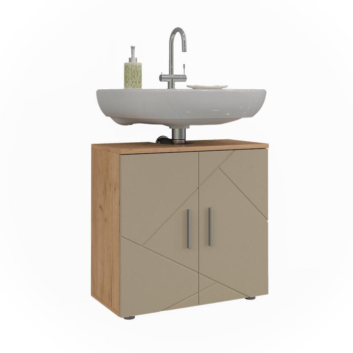 Actual product image Vicco Waschbeckenunterschrank Irma, Goldkraft Eiche/Beige, 60 x 59 cm (60 x 30 x 59 cm)