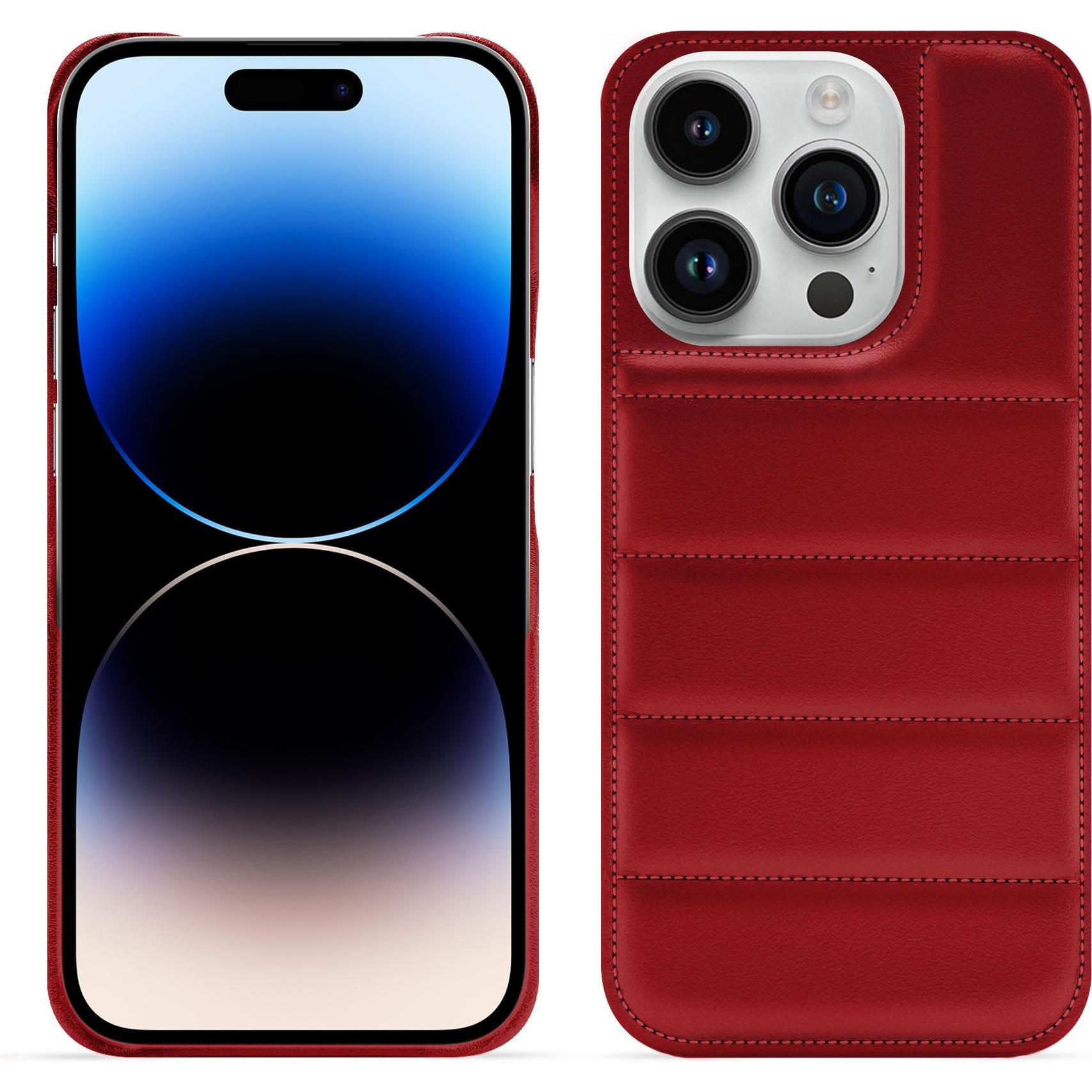Noreve Lederschutzhülle (Apple iPhone 15 Pro), Smartphone Hülle, Rot