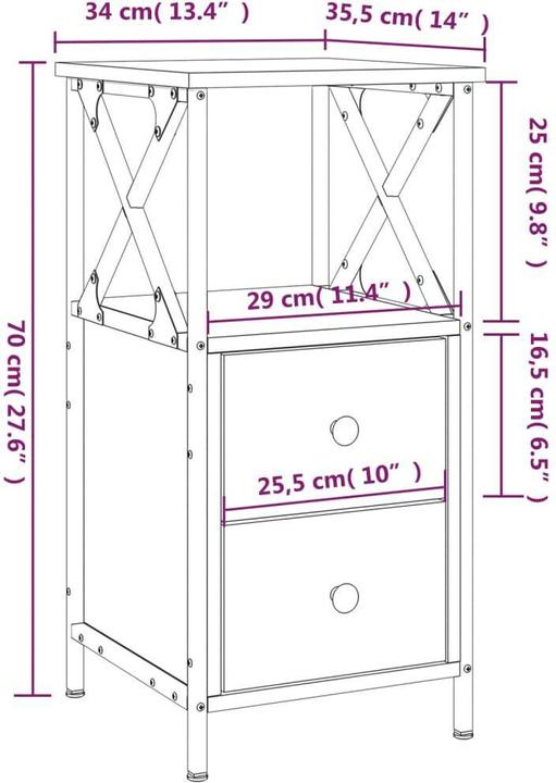 Immagine prodotto vidaXL Nachttisch (34 x 35.50 x 70 cm)